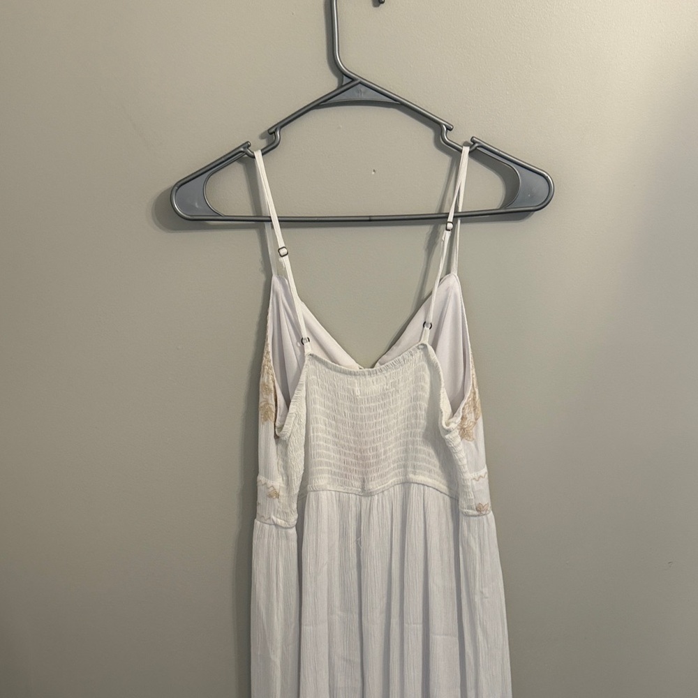 White Embroidered Maxi Dress with Tassel Tie - Picture 4 of 4